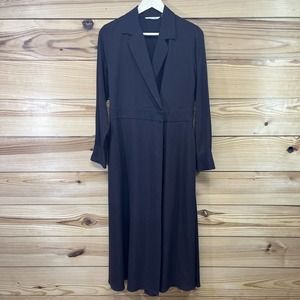 Soft Surroundings Quintessa Dress Small Brown Tencel Maxi LS Wrap V-Neck B84